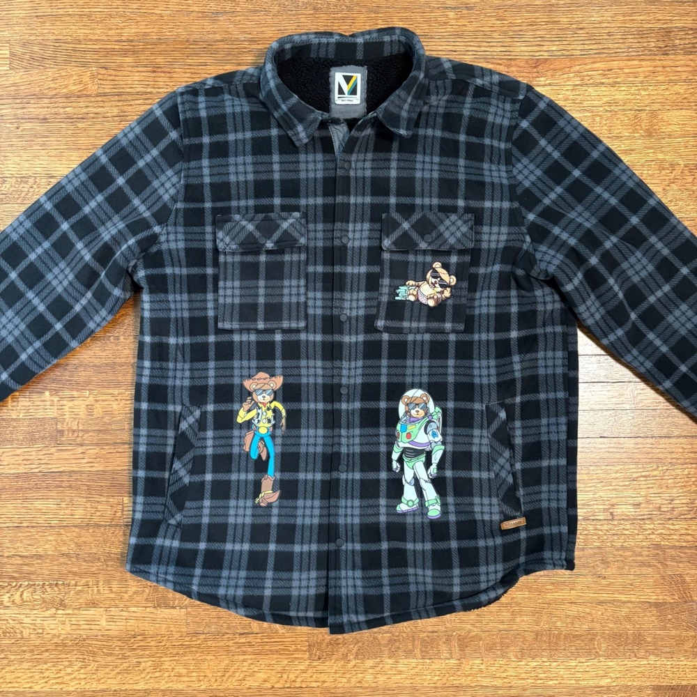 Voyager XL Mens Toy Story Bear Buzz Woody Flannel Sherpa Lined Jacket‎